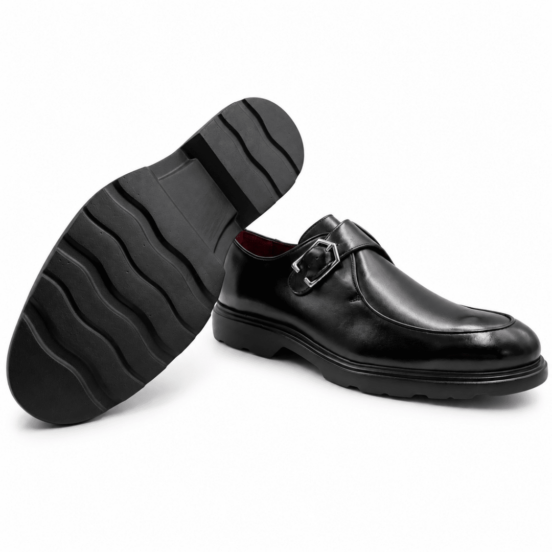 Hugo: Chaussures à boucles - Cuir Noir - Bleather Maroc
