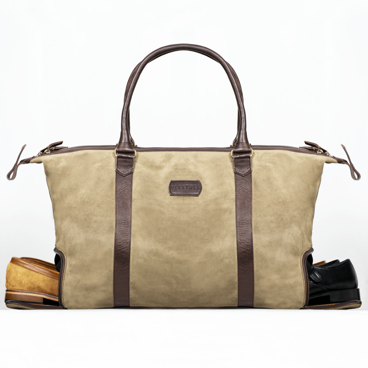 Sac de voyage en daim et cuir