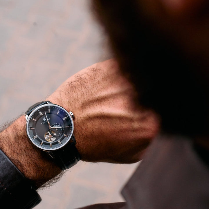 Imperium : Montre Automatique Homme – Cuir Croco Noir - Bleather Maroc