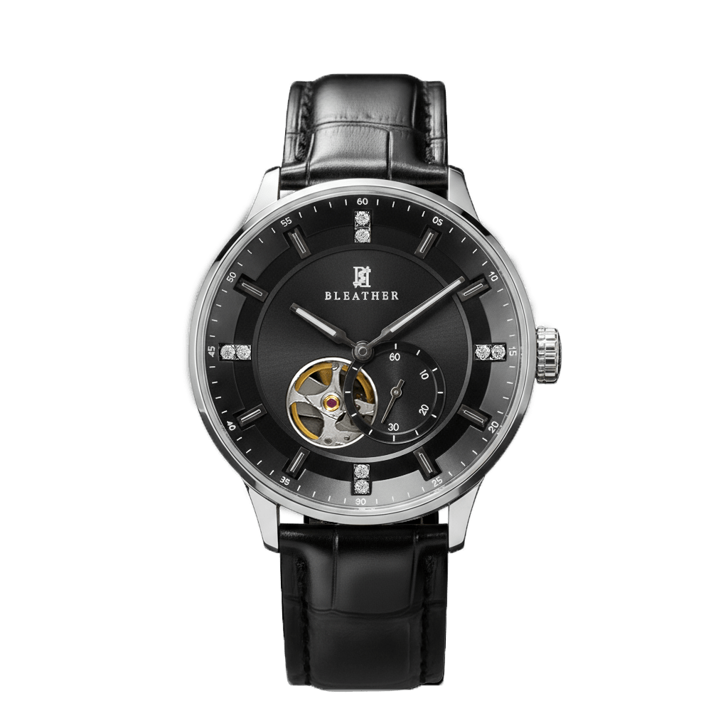 Imperium : Montre Automatique Homme – Cuir Croco Noir - Bleather Maroc