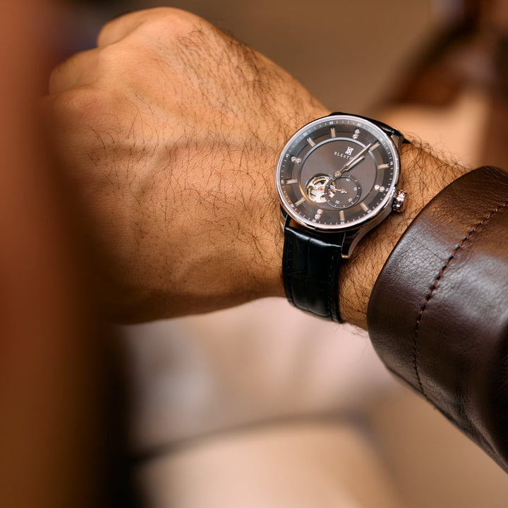 Imperium : Montre Automatique Homme – Cuir Croco Noir - Bleather Maroc