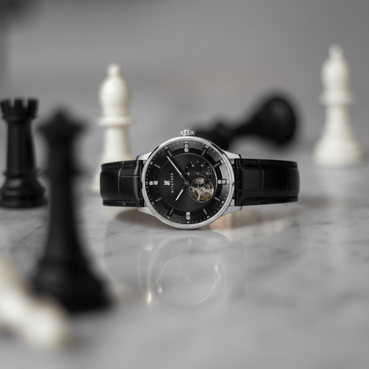 Imperium : Montre Automatique Homme – Cuir Croco Noir - Bleather Maroc