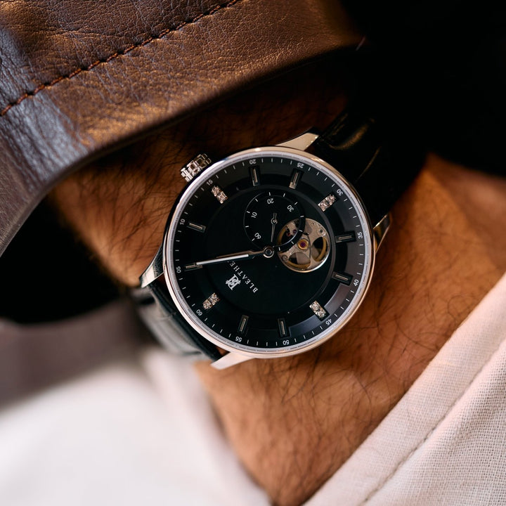 Imperium : Montre Automatique Homme – Cuir Croco Noir - Bleather Maroc