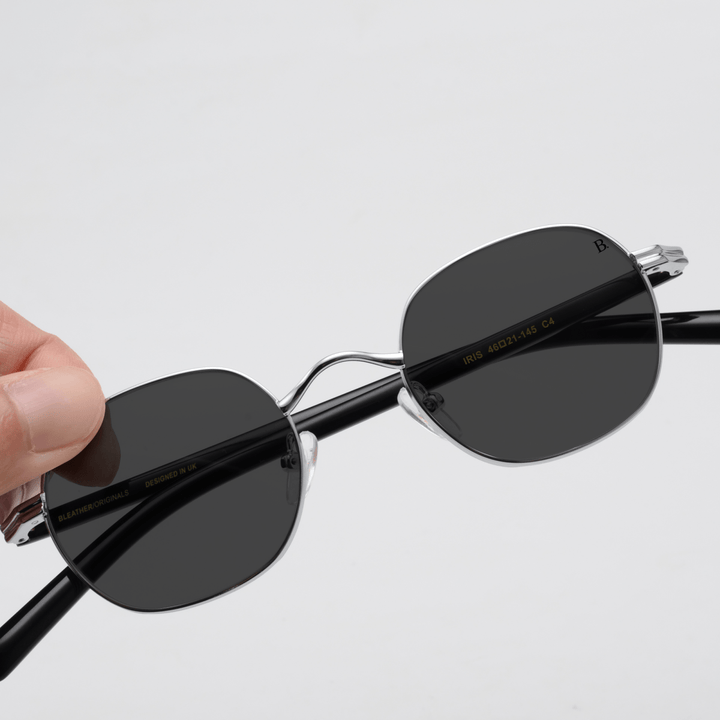 Iris: Lunettes de soleil de luxe Argente Noir - Bleather Maroc