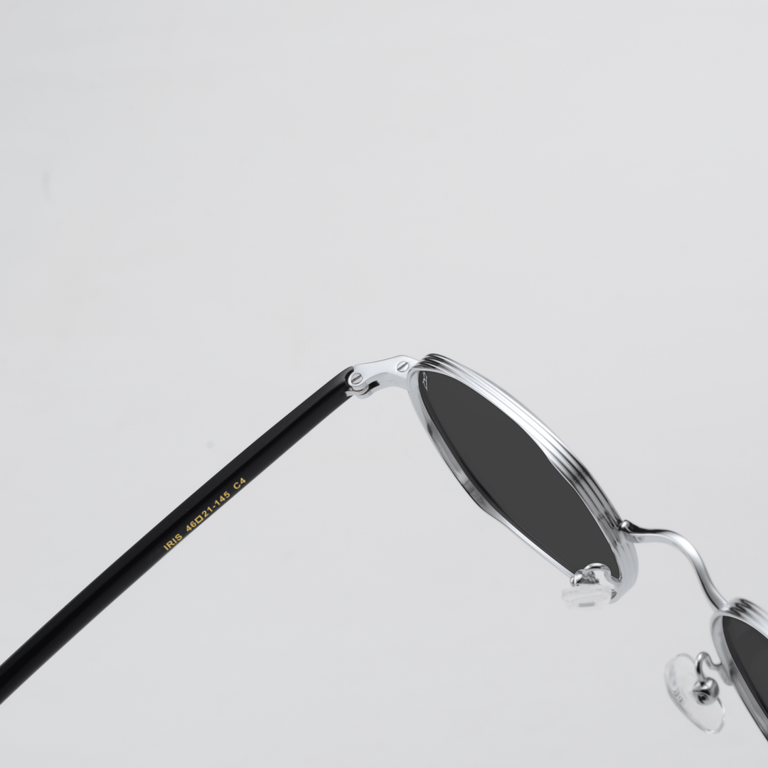 Iris: Lunettes de soleil de luxe Argente Noir - Bleather Maroc