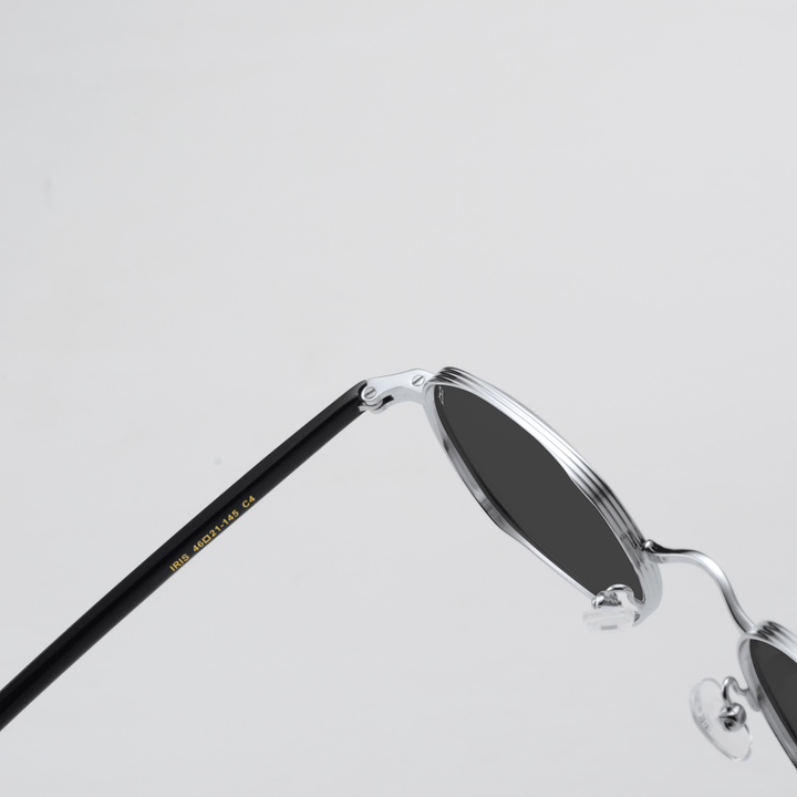 Iris: Lunettes de soleil de luxe Argente Noir - Bleather Maroc