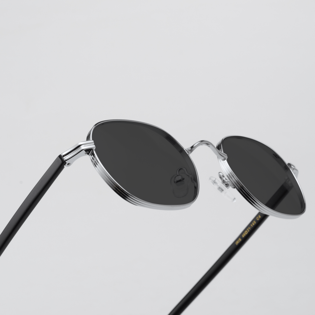 Iris: Lunettes de soleil de luxe Argente Noir - Bleather Maroc