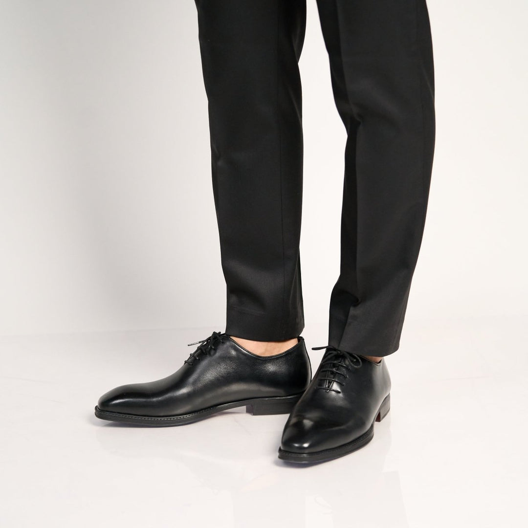 James: Richelieu Homme - Cuir Noir - Bleather Maroc