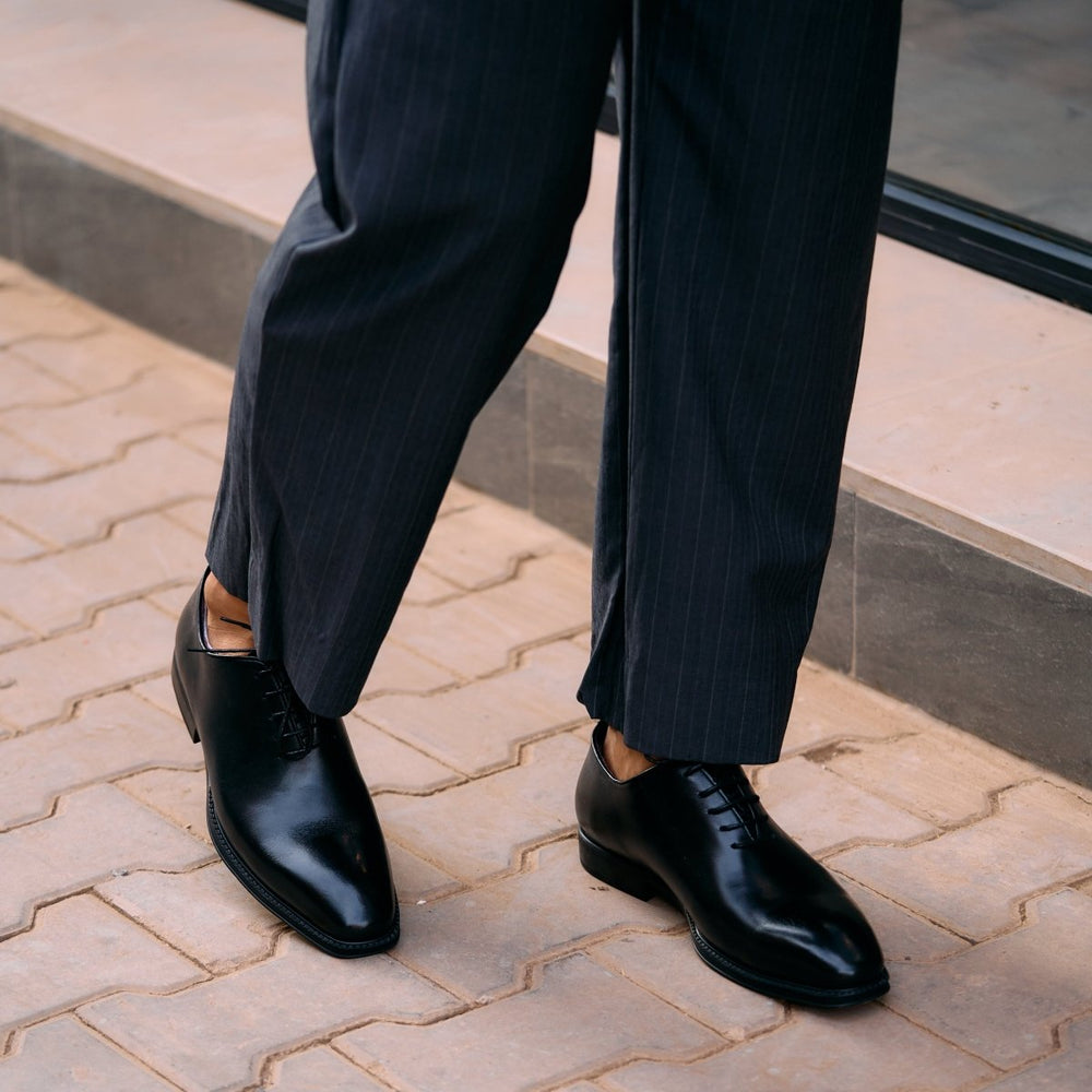 James: Richelieu Homme - Cuir Noir - Bleather Maroc