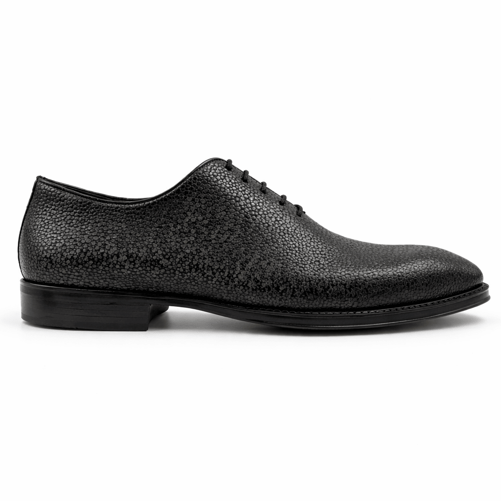 James: Richelieu Homme - Cuir Noir Graphite - Bleather Maroc