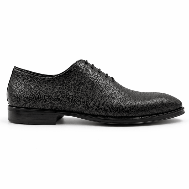 James: Richelieu Homme - Cuir Noir Graphite - Bleather Maroc