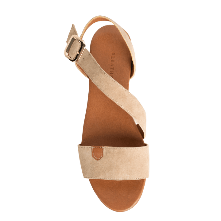 Kaya : Sandales Femme - Daim Beige - Bleather Maroc
