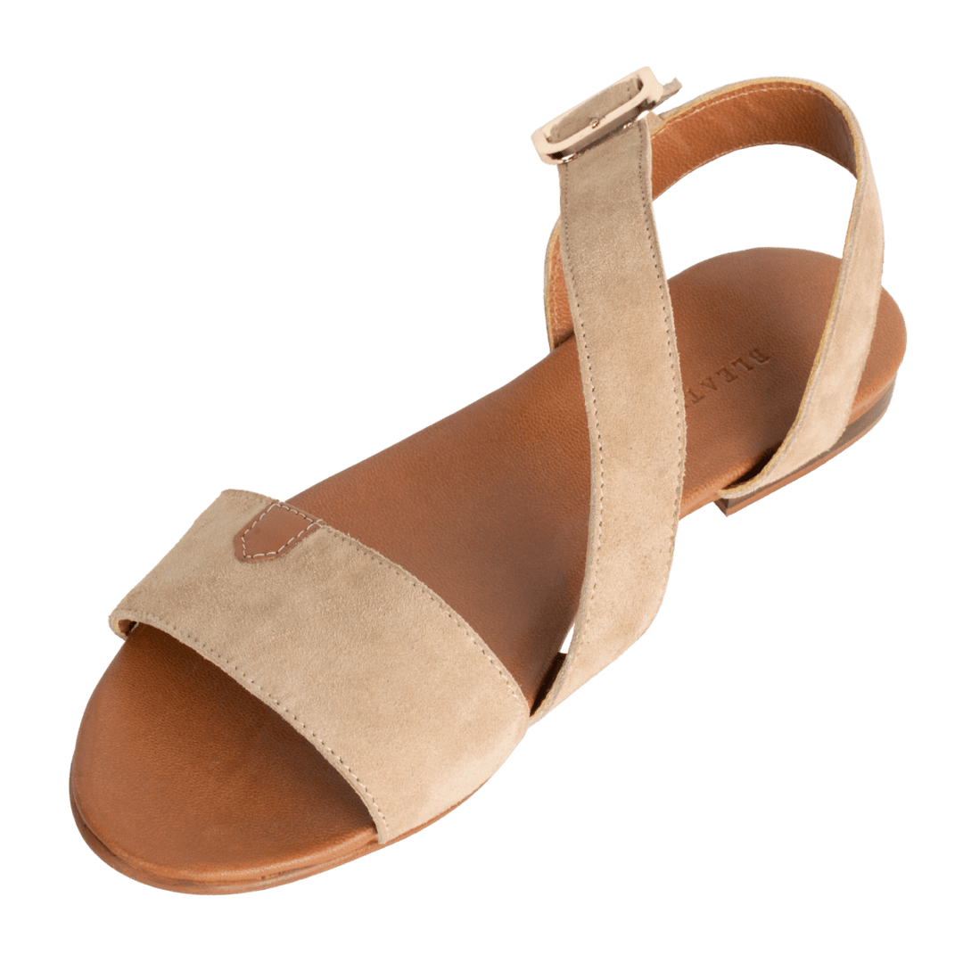 Kaya : Sandales Femme - Daim Beige - Bleather Maroc