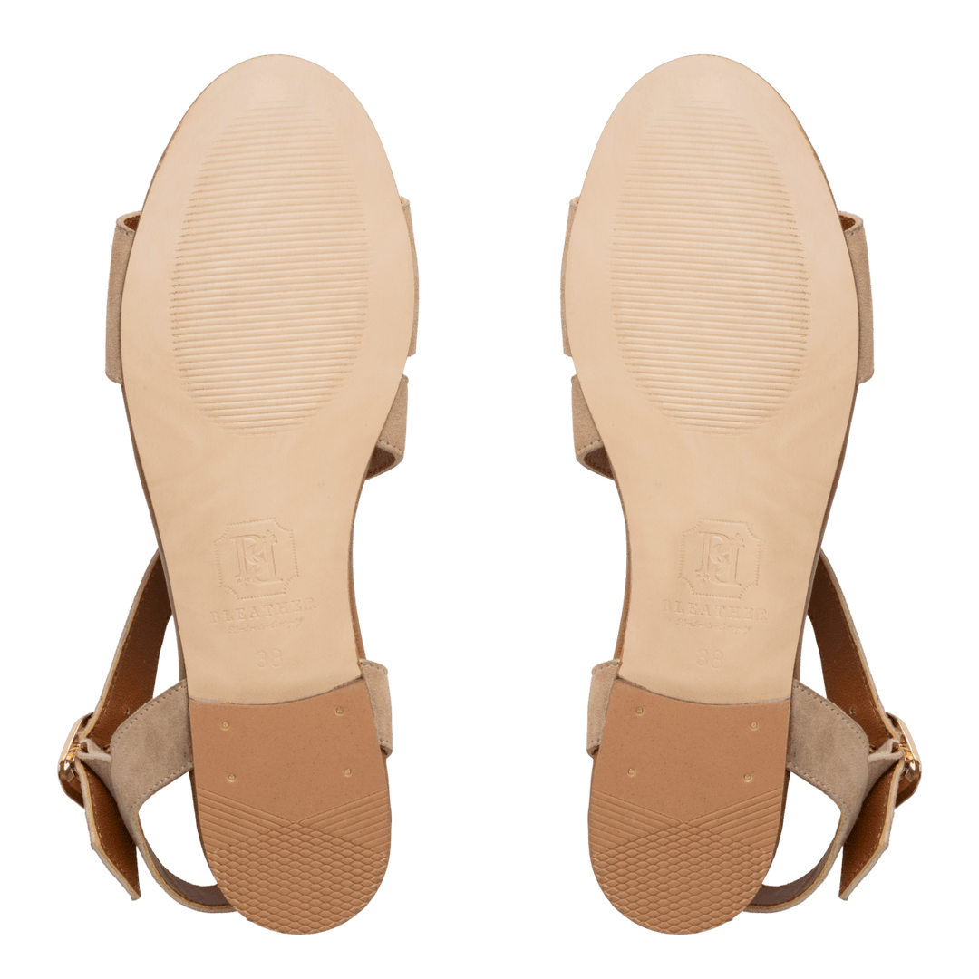 Kaya : Sandales Femme - Daim Beige - Bleather Maroc