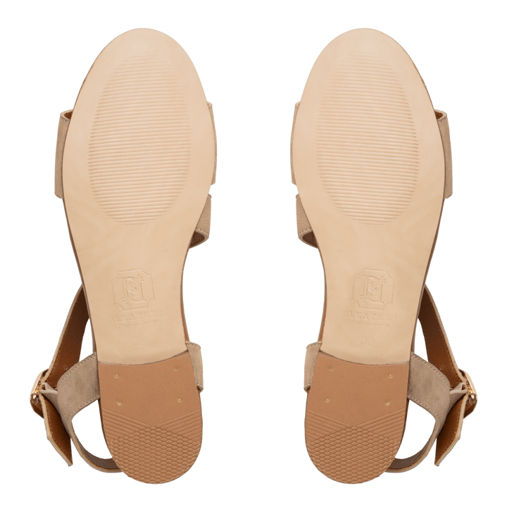 Kaya : Sandales Femme - Daim Beige - Bleather Maroc