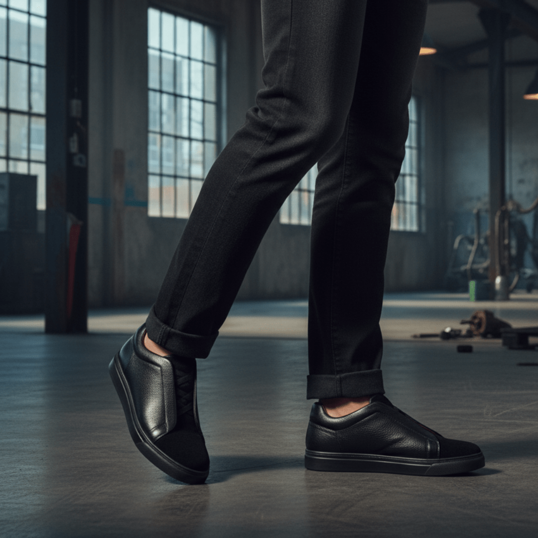 kingsley : Sneakers Homme - Cuir Noir - Bleather Maroc