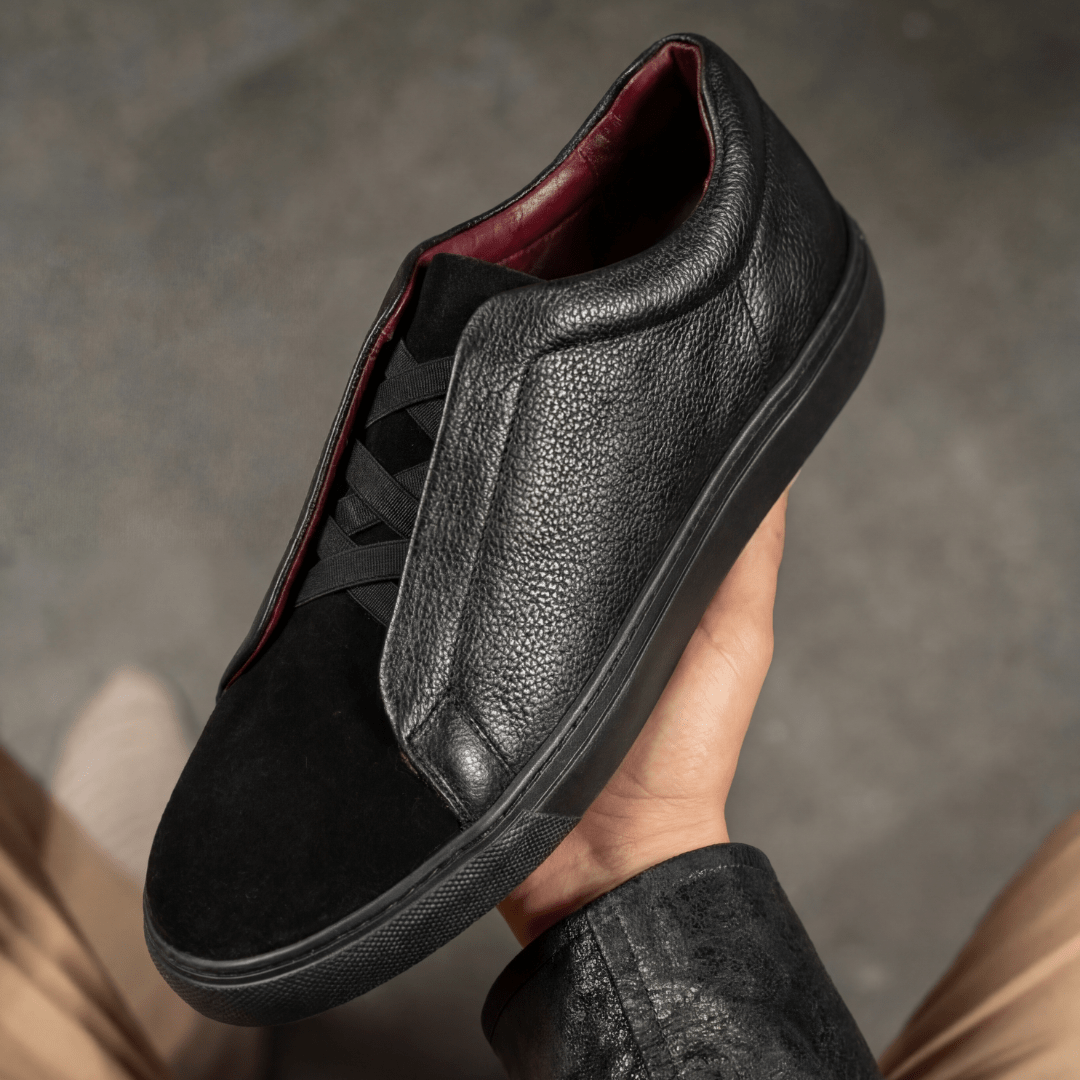 kingsley : Sneakers Homme - Cuir Noir - Bleather Maroc