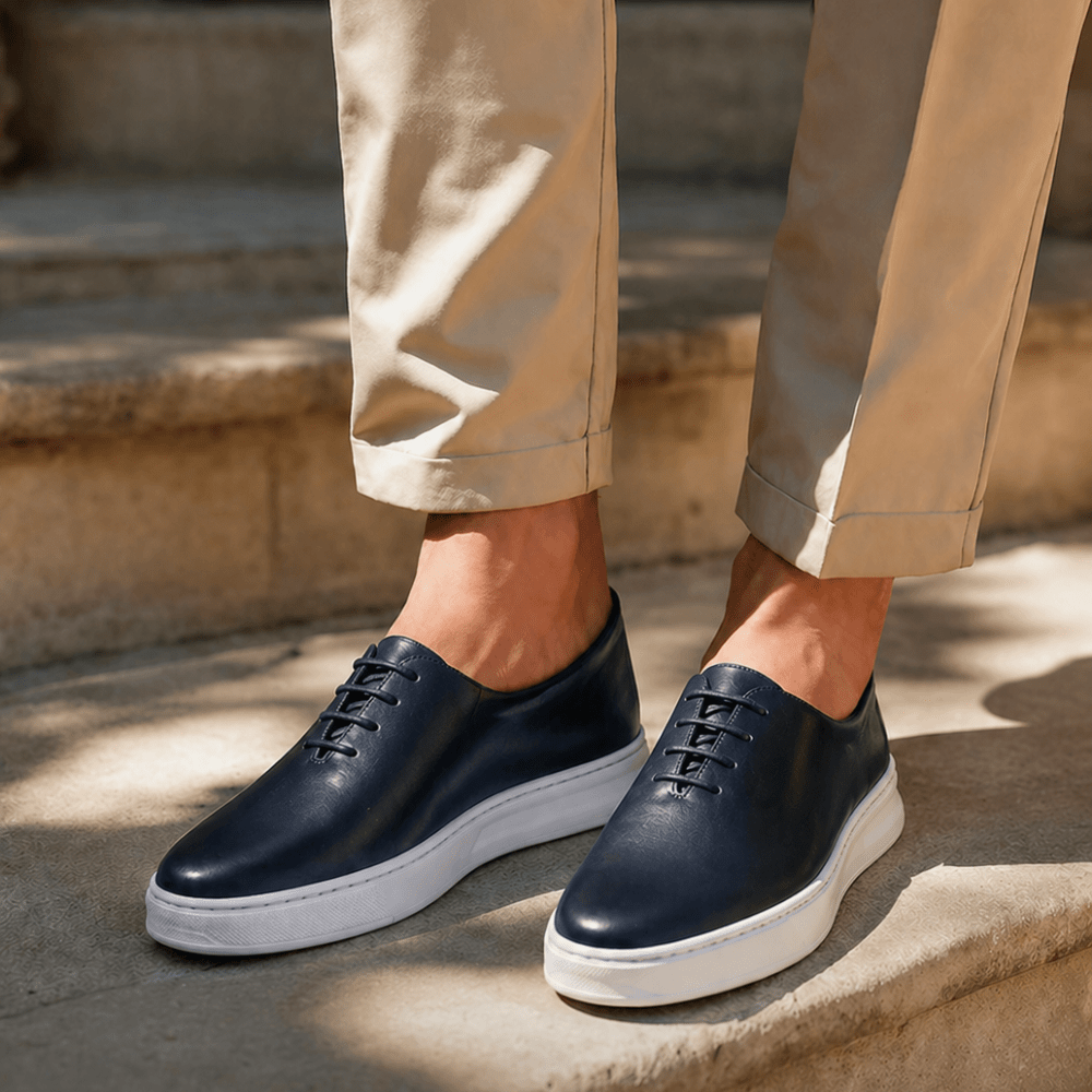 Kirk: Sneakers Homme - Cuir Bleu - Bleather Maroc