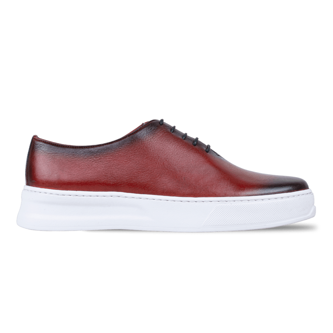 Kirk: Sneakers Homme - Cuir Bordeaux - Bleather Maroc