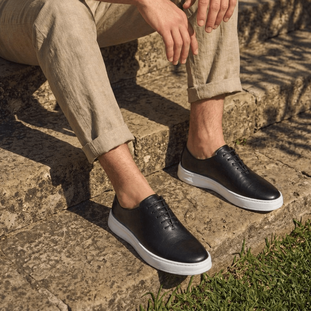 Kirk: Sneakers Homme - Cuir Noir - Bleather Maroc