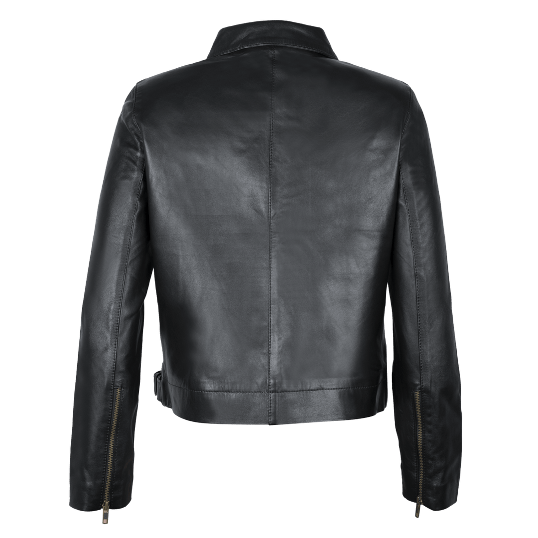 Kylie: Jacket Femme - Cuir Noir - Bleather Maroc