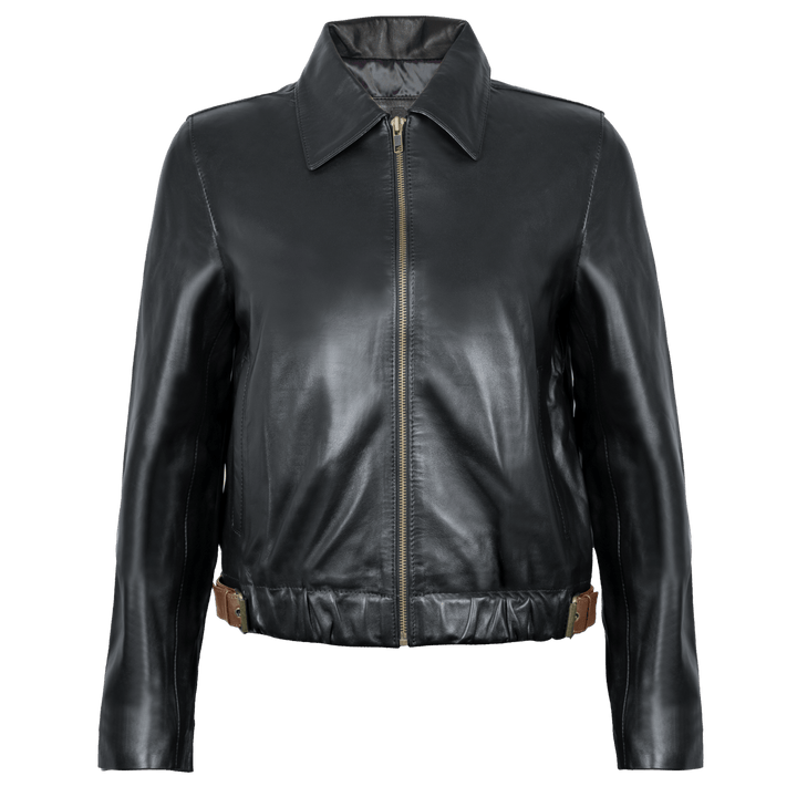 Kylie: Jacket Femme - Cuir Noir - Bleather Maroc