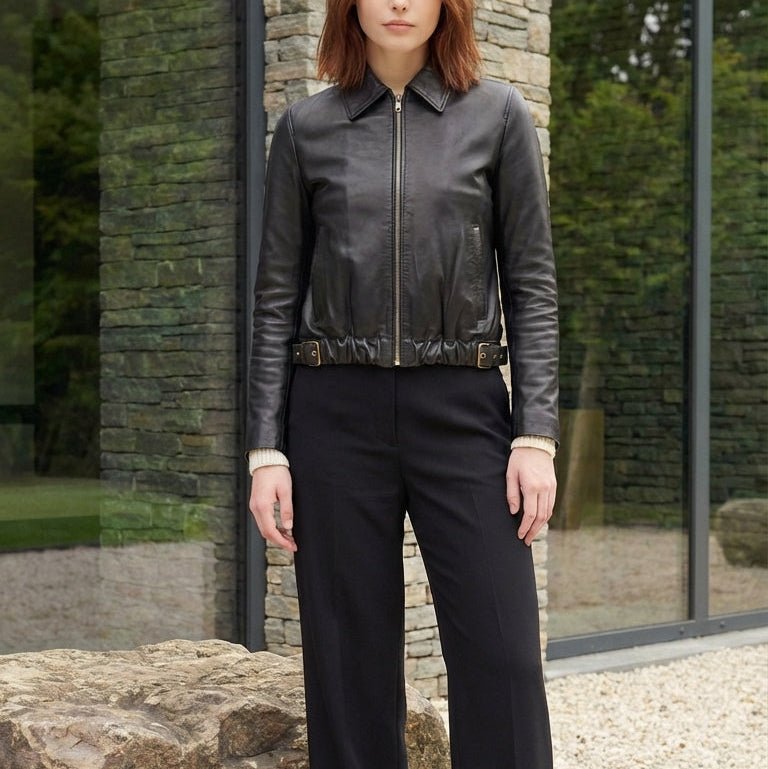 Kylie: Jacket Femme - Cuir Noir - Bleather Maroc