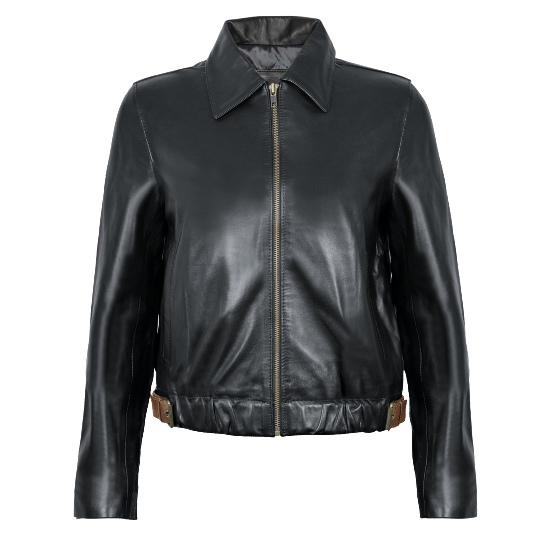 Kylie: Jacket Femme - Cuir Noir - Bleather Maroc
