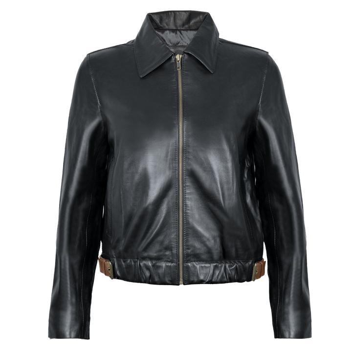 Kylie: Jacket Femme - Cuir Noir - Bleather Maroc