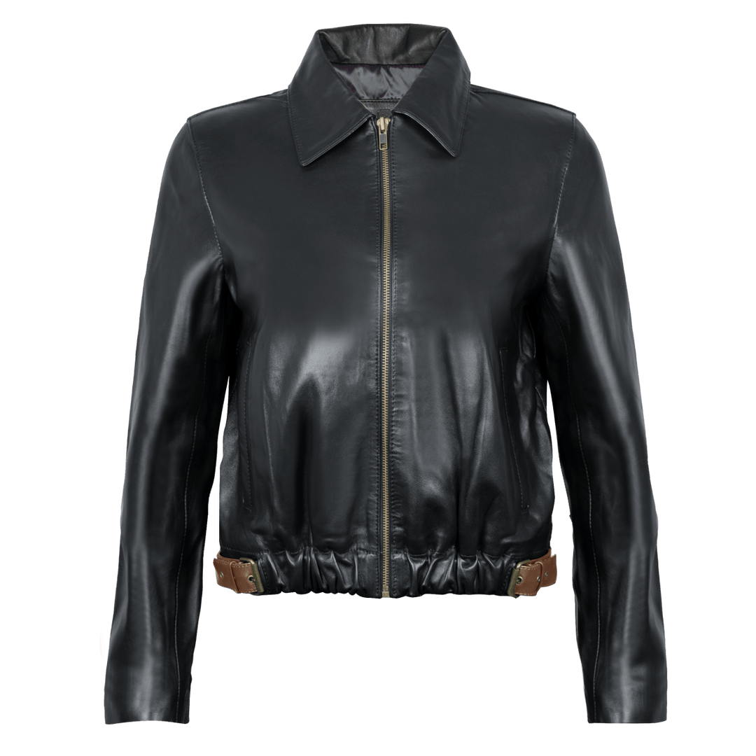 Kylie: Jacket Femme - Cuir Noir - Bleather Maroc