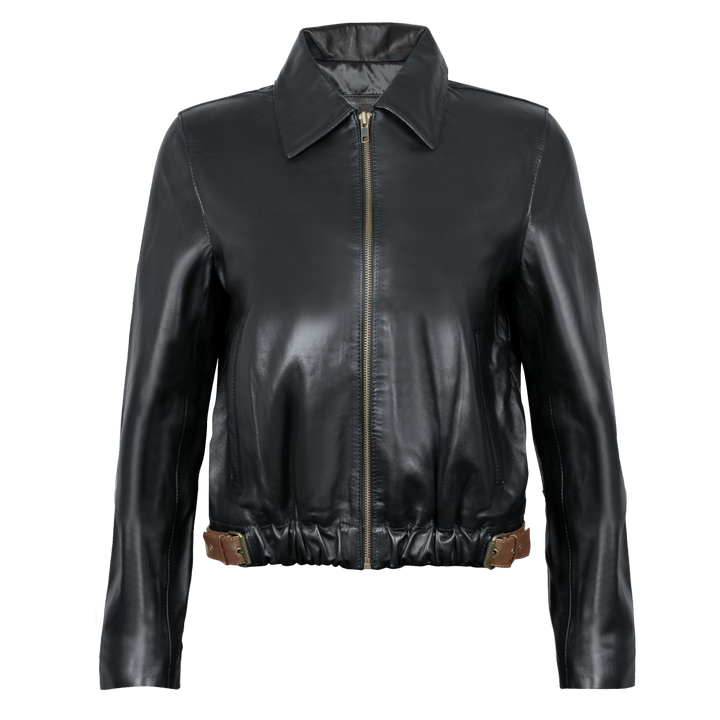 Kylie: Jacket Femme - Cuir Noir - Bleather Maroc