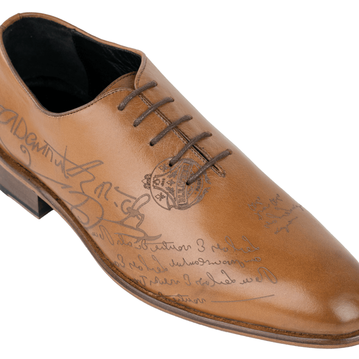 Landon: Richelieu Homme - Cuir Cognac gravé - Bleather Maroc