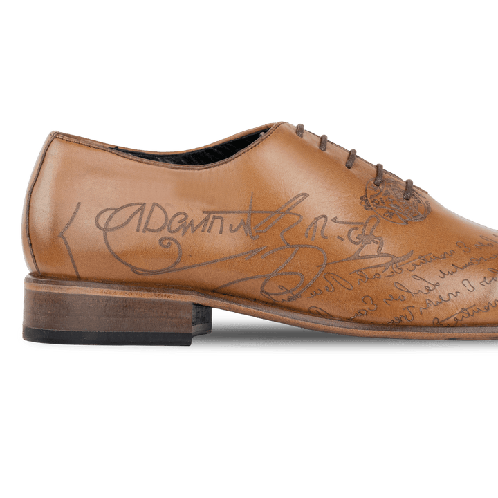 Landon: Richelieu Homme - Cuir Cognac gravé - Bleather Maroc