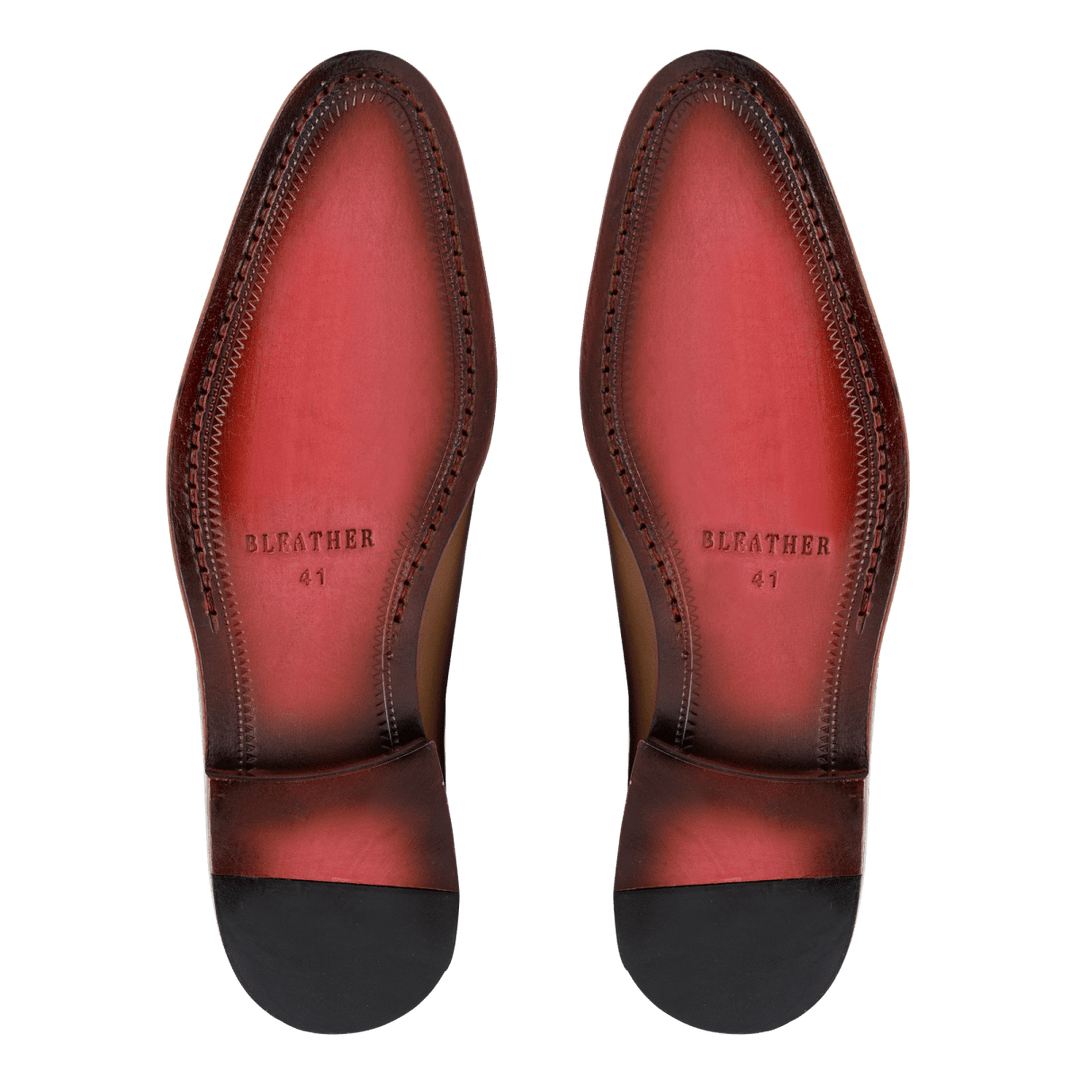 Landon: Richelieu Homme - Cuir Cognac gravé - Bleather Maroc