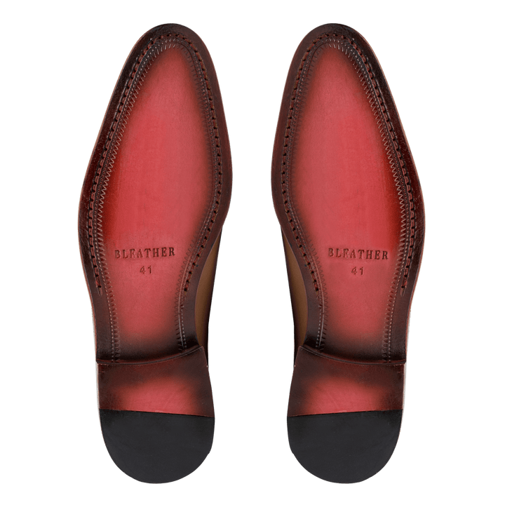 Landon: Richelieu Homme - Cuir Cognac gravé - Bleather Maroc