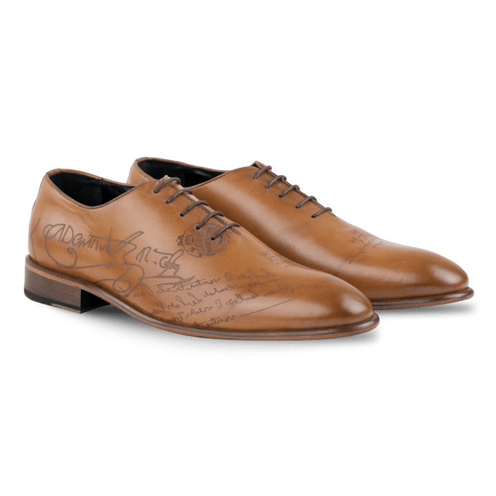 Landon: Richelieu Homme - Cuir Cognac gravé - Bleather Maroc
