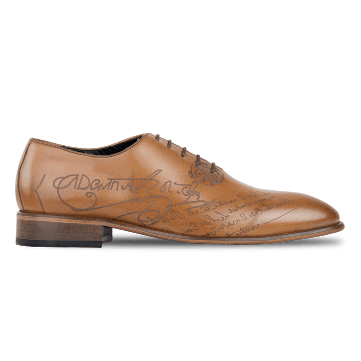 Landon: Richelieu Homme - Cuir Cognac gravé - Bleather Maroc