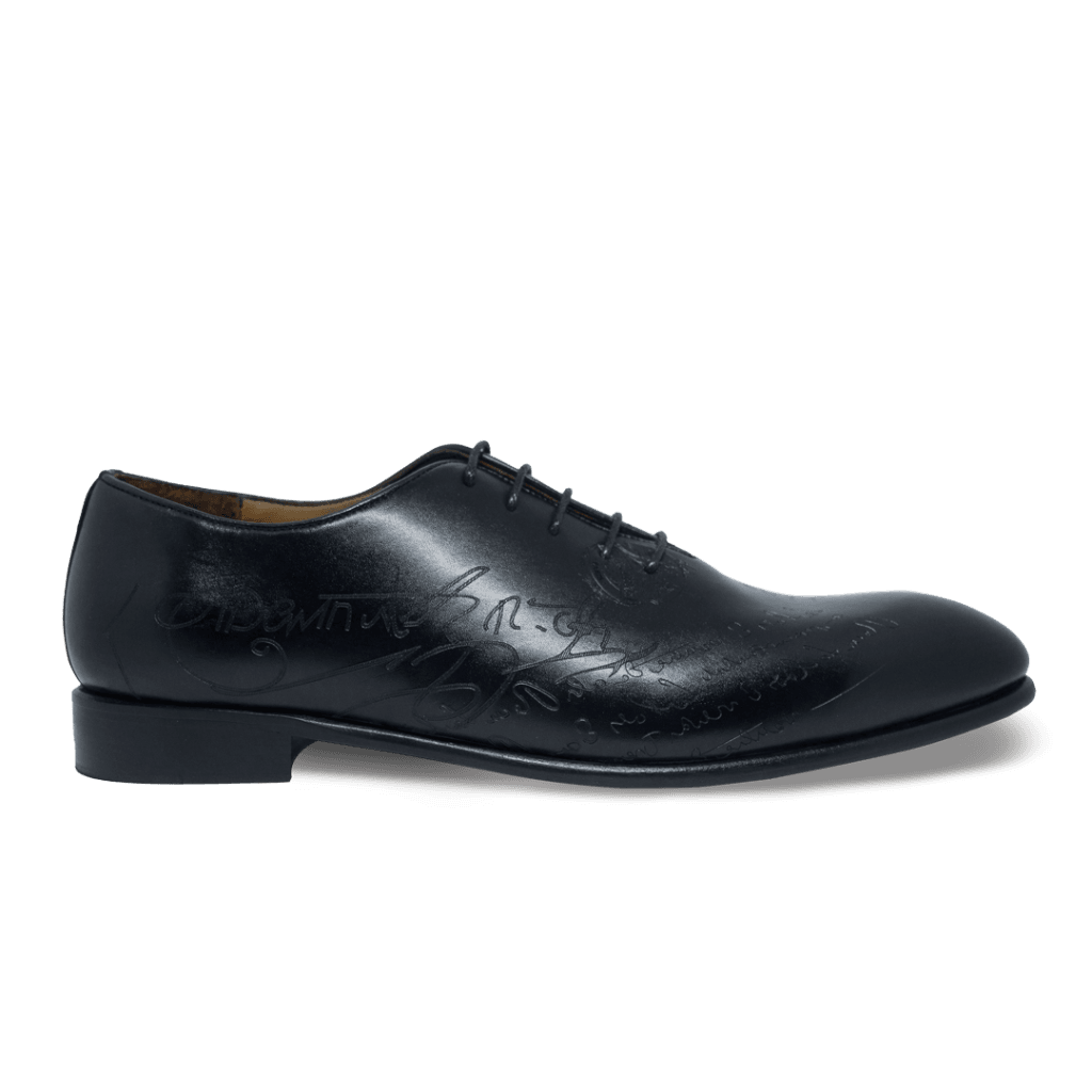 Landon: Richelieu Homme - Cuir Noir gravé - Bleather Maroc