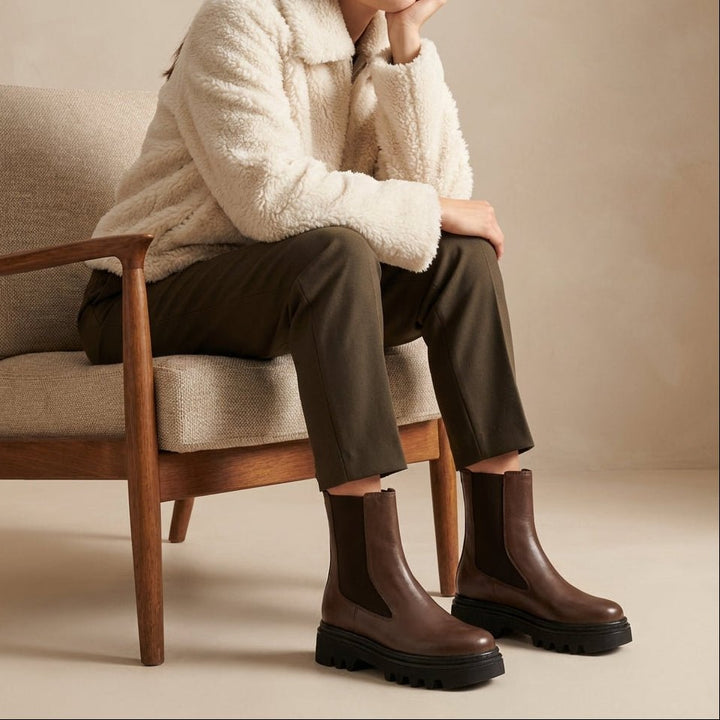 Lawrence: Bottes Femme - Cuir Marron - Bleather Maroc