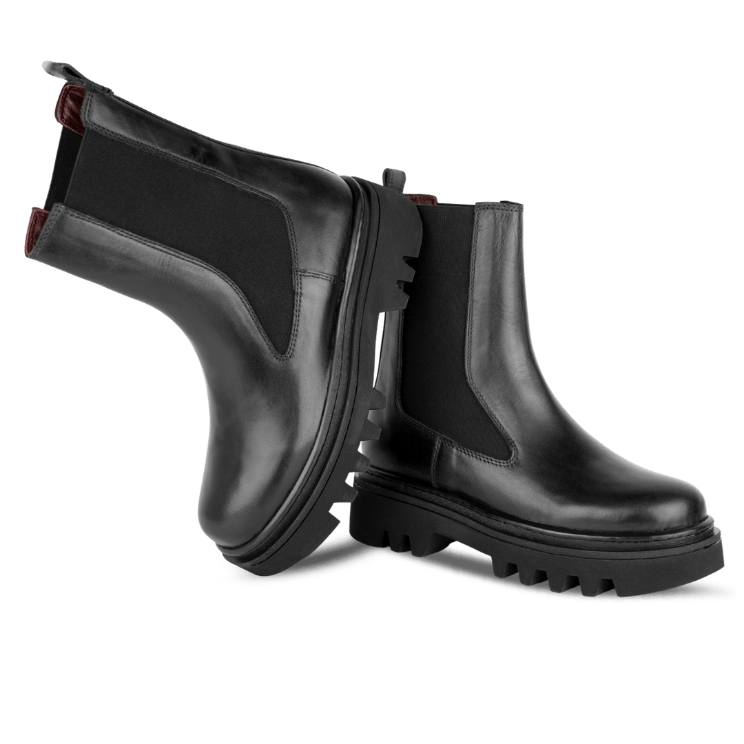 Lawrence: Bottes Femme - Cuir Noir - Bleather Maroc