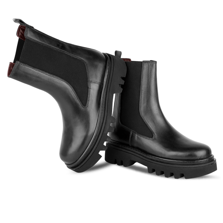 Lawrence: Bottes Femme - Cuir Noir - Bleather Maroc