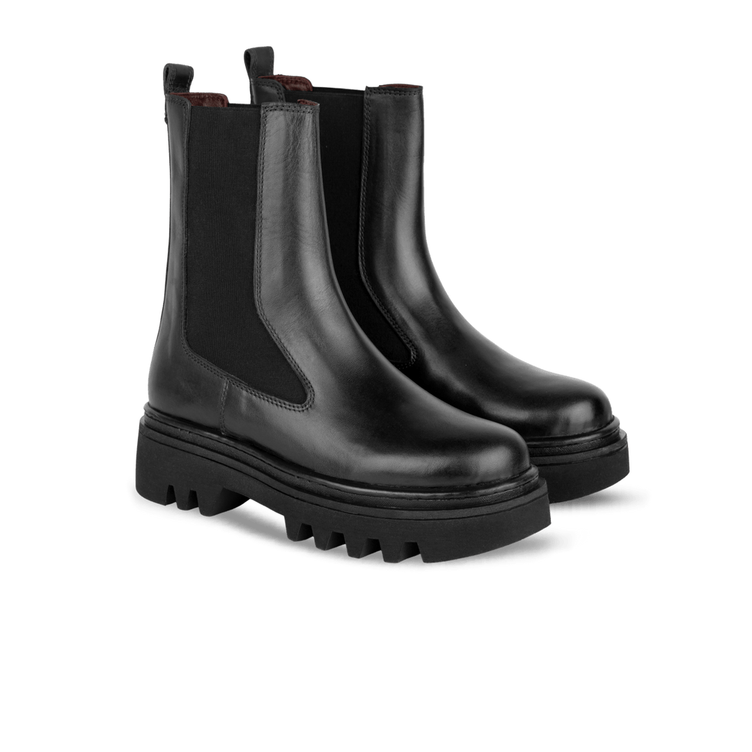 Lawrence: Bottes Femme - Cuir Noir - Bleather Maroc