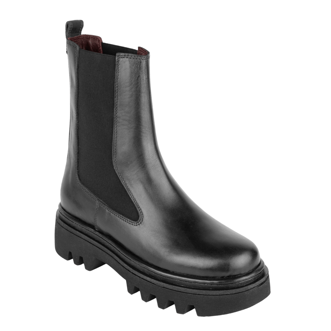 Lawrence: Bottes Femme - Cuir Noir - Bleather Maroc