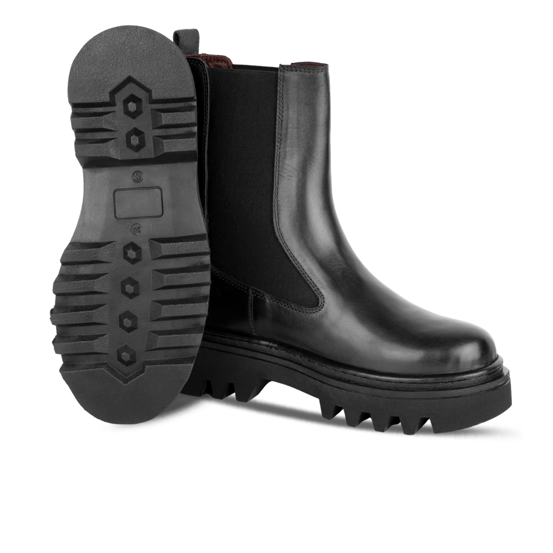 Lawrence: Bottes Femme - Cuir Noir - Bleather Maroc