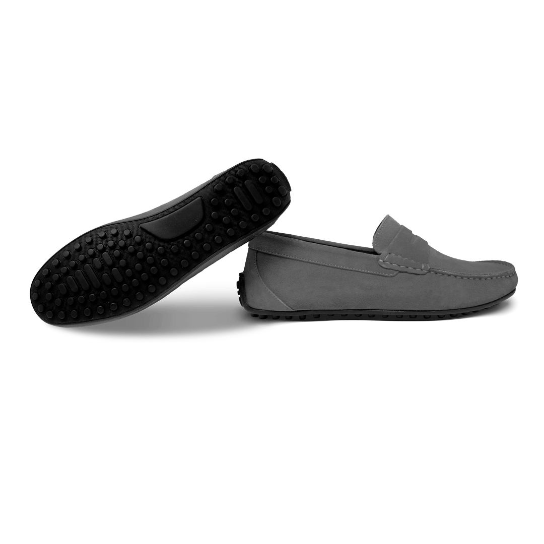 Lester: Mocassin Homme - Caoutchouc Gris - Bleather Maroc
