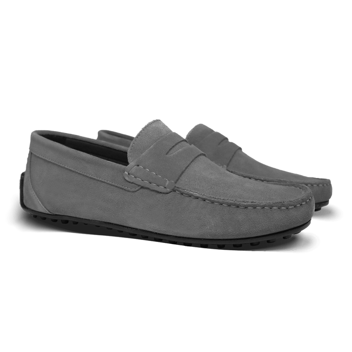 Lester: Mocassin Homme - Caoutchouc Gris - Bleather Maroc
