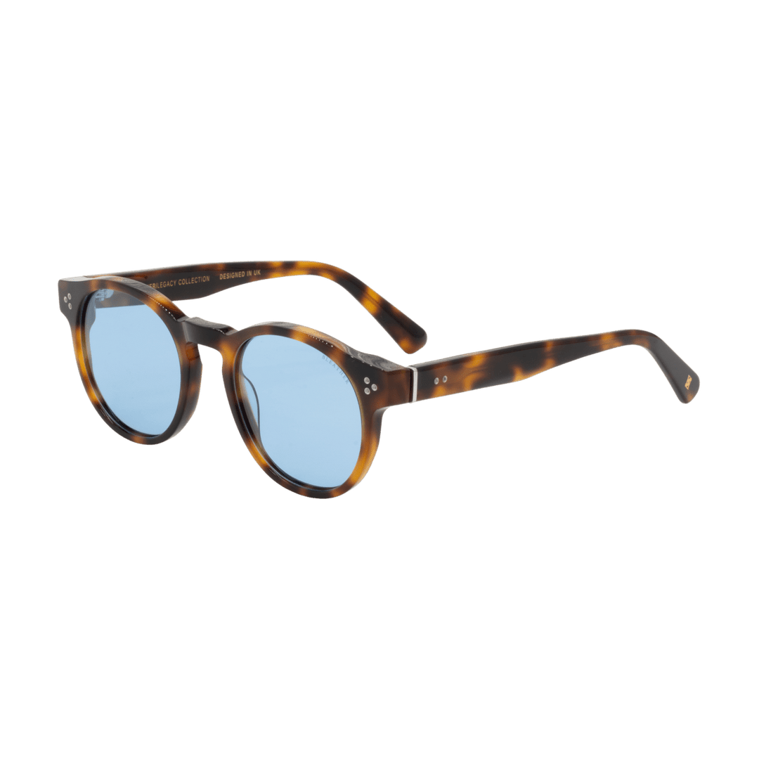Lio: Lunettes de soleil de luxe Bleu trans/Havane - Bleather Maroc