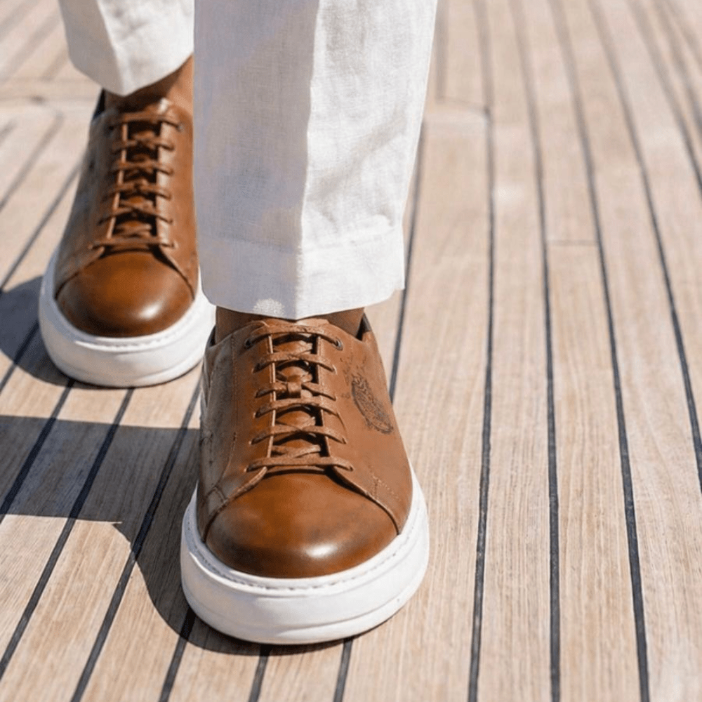 Lord : Sneakers Homme - Cuir Cognac - Bleather Maroc