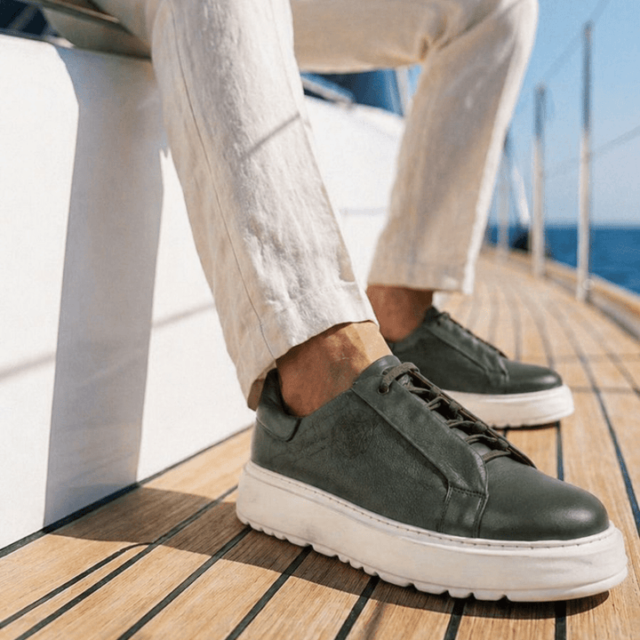 Lord : Sneakers Homme - cuir vert - Bleather Maroc