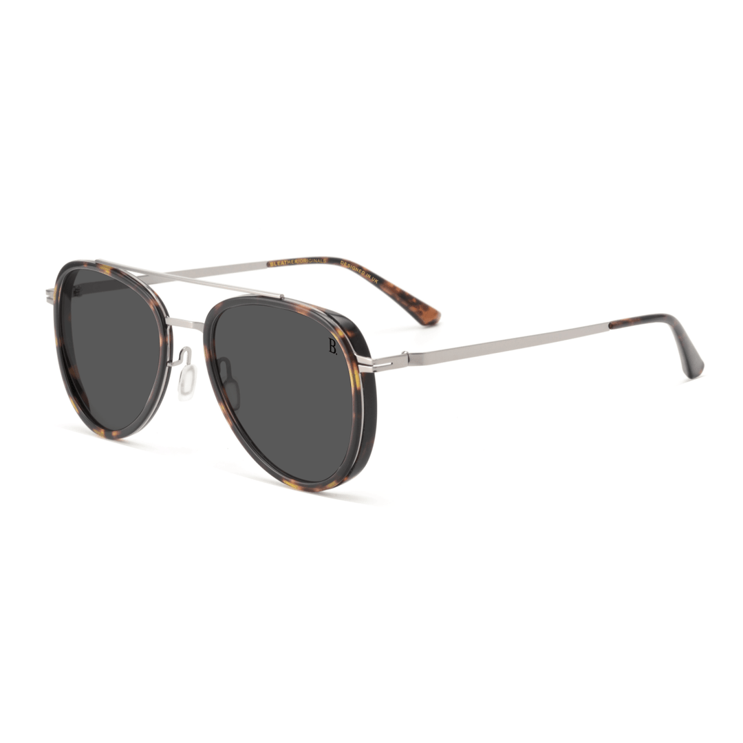Lotus: Lunettes de soleil de luxe Havane - Argenté - Bleather Maroc